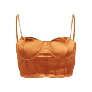 Débardeur en satin style rétro couleur caramel