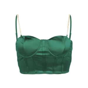 Débardeur en satin rétro de couleur verte