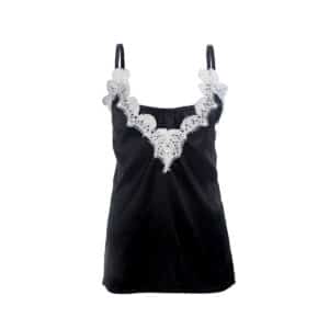 Caraco en satin avec dentelle noire