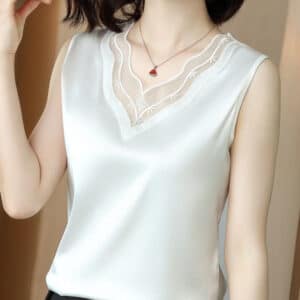 Débardeur en satin Clara blanc