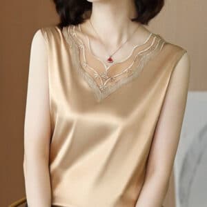 Débardeur satin couleur champagne Anne