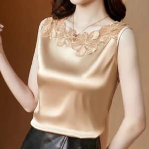 Débardeur en satin Lucie couleur champagne