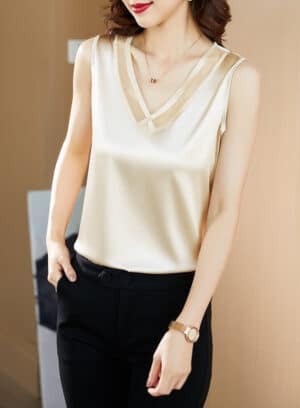 Débardeur satiné couleur beige Katy