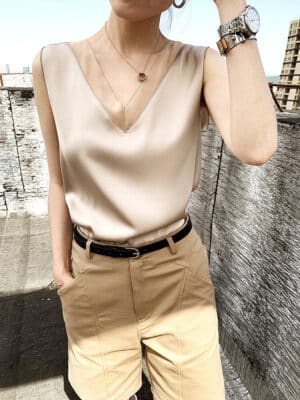 Débardeur en satin Lila couleur crème