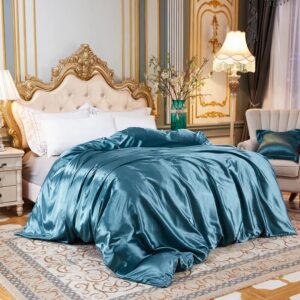 Housse de couette satin de couleur bleu lapis lazuli