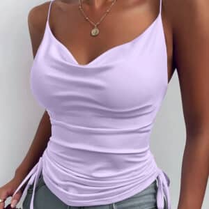 Haut en satin avec liens ajustables