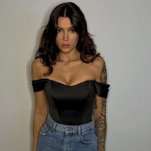 Body en satin de couleur noire