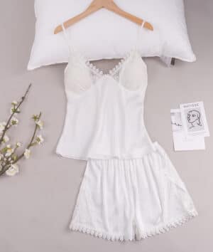 Pyjama satin blanc Étoile