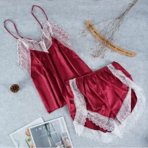 Pyjama satin rouge Éva