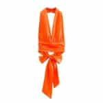 Top en satin à dos nu et décolleté profond en orange