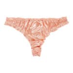 Culotte en satin froncé avec un nœud rose.
