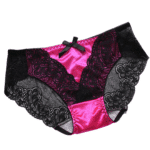 Culotte satinée avec dentelle et nœud en rose vif