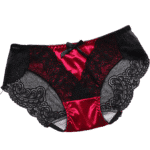 Culotte satinée avec dentelle et nœud rouge