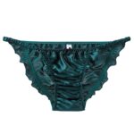 Culotte en satin froncé avec un nœud de couleur verte