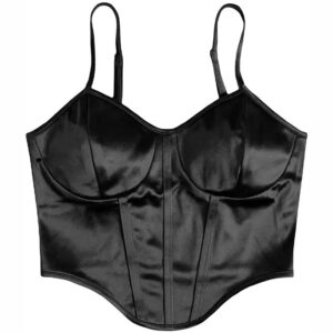 Débardeur court en satin noir inspiré de Bridgerton