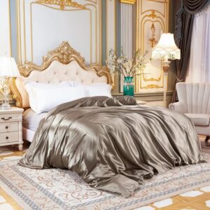 Housse de couette en satin couleur greige