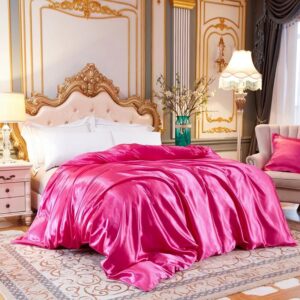 Housse de couette satin fuchsia