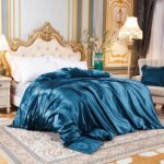 Housse de couette satin couleur bleu turquoise