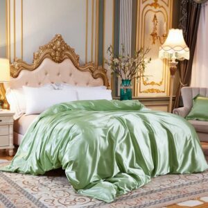 Housse de couette satin couleur vert tendre