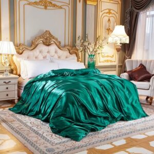 Housse de couette en satin de couleur vert sapin