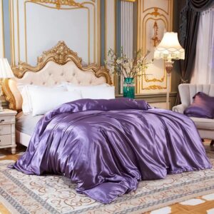 Housse de couette en satin couleur mauve