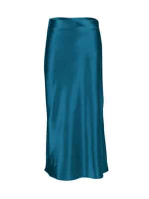 Jupe légère en satin bleu émeraude