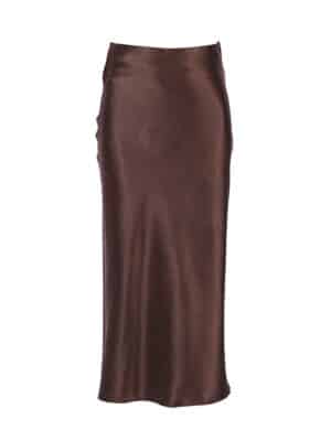 Jupe légère en satin chocolat