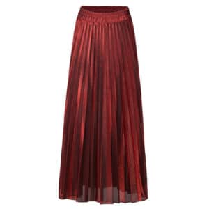 Jupe en satin plissée et brillante de couleur rouge
