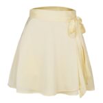 Jupe courte en satin avec nœud de couleur beige