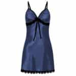 Nuisette satinée à deux couleurs avec dentelle bleue
