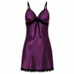 Nuisette satinée bicolore avec dentelle mauve