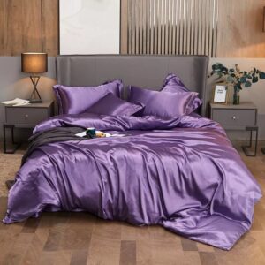 Ensemble de literie en satin mauve