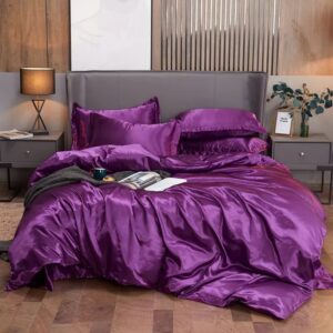Ensemble de literie en satin violet améthyste